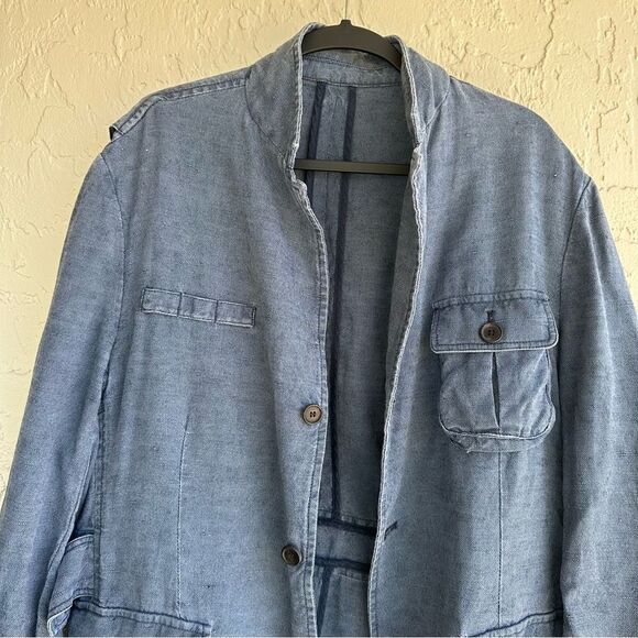 BILLY REID Jacket Men 46R Denim Jean Chambray Shacket Casual Blue - Picture 2 of 12